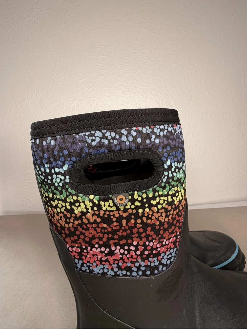 BOGS Grasp Rainbow black tall rubber boot